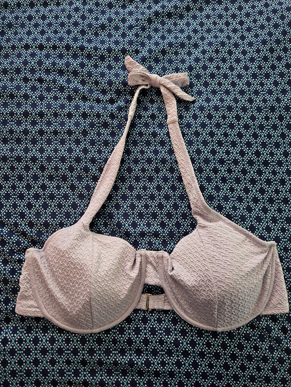 Time and Tru Lilac Tie-Halter Bikini Top